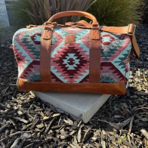 Western fabric travel duffel bag with Aztec design