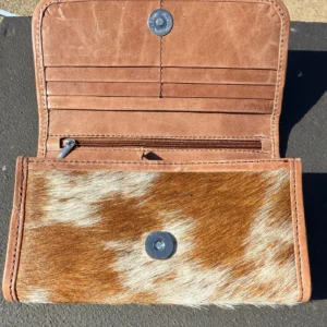 Leather Lovers Cowhide Women Flip Over Hand Wallet