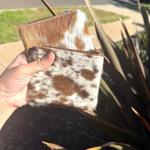 Cowhide square coin wallet in genuine leather