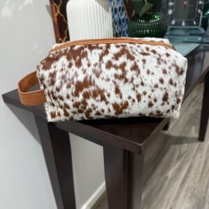 Cowhide toiletry bag leather travel case