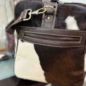 White & Brown Cowhide Duffel Bag / Overnight Bag