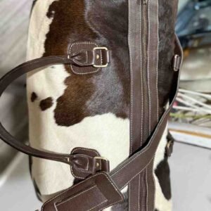 White & Brown Cowhide Duffel Bag / Overnight Bag
