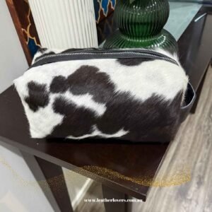Cowhide toiletry bag leather travel case