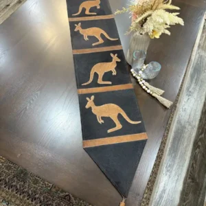 Kangaroo design cowhide table runner