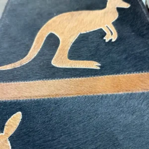 Kangaroo Design Cowhide Table Runner Handmade Aussie Decor