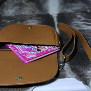 Cowhide Buckle Crossbody Bag – Genuine Leather Flap Purse