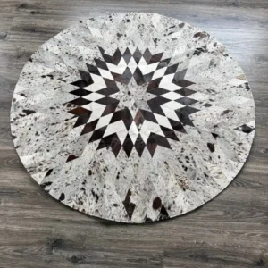 patchwork round cowhide rug
