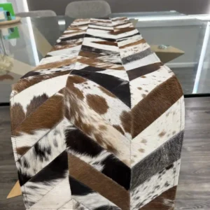 Handmade Cowhide Table Runner – Patchwork Dining Table Decor Western Design