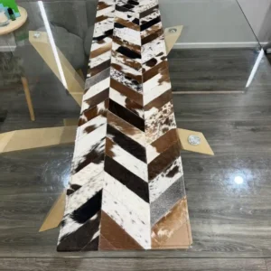 Handmade Cowhide Table Runner – Patchwork Dining Table Decor Western Design