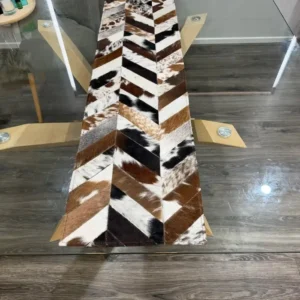 Handmade Cowhide Table Runner – Patchwork Dining Table Decor Western Design