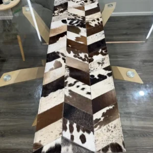 Handmade Cowhide Table Runner – Patchwork Dining Table Decor Western Design